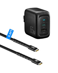imuto USB C 充電器 65W，100W USB C 轉 USB C 連接線（6.6 英尺尼龍線） 