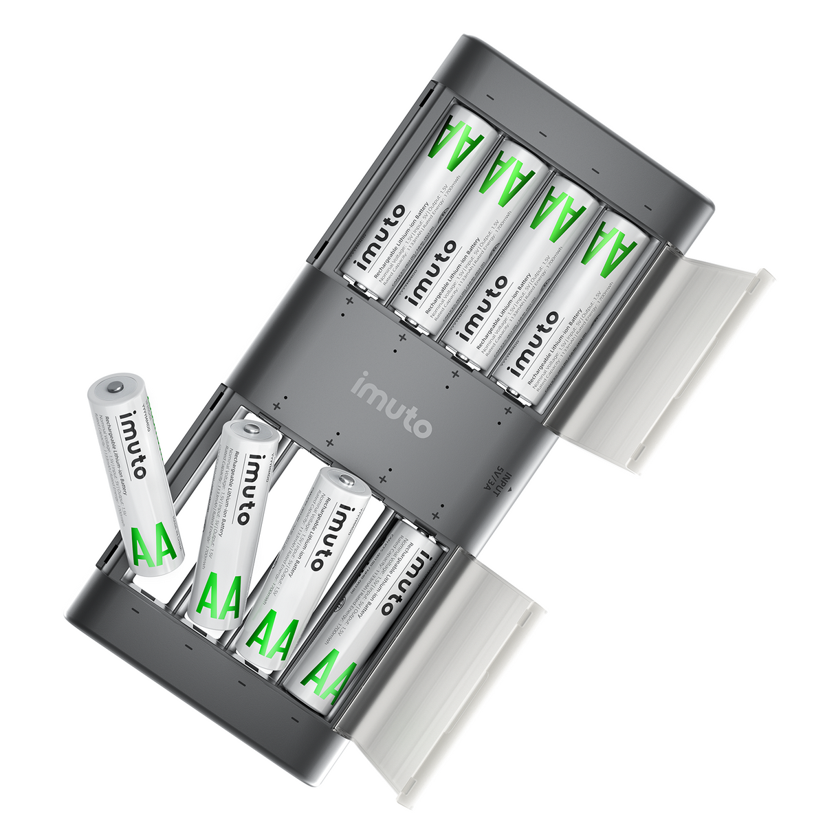 Imuto 2000mWh AA 鋰電池套裝，含 8 槽充電器，8 節裝