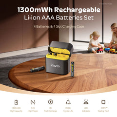 imuto 1300mWh AAA Lithium Battery Set with 8-Slot Charger 4-Pack